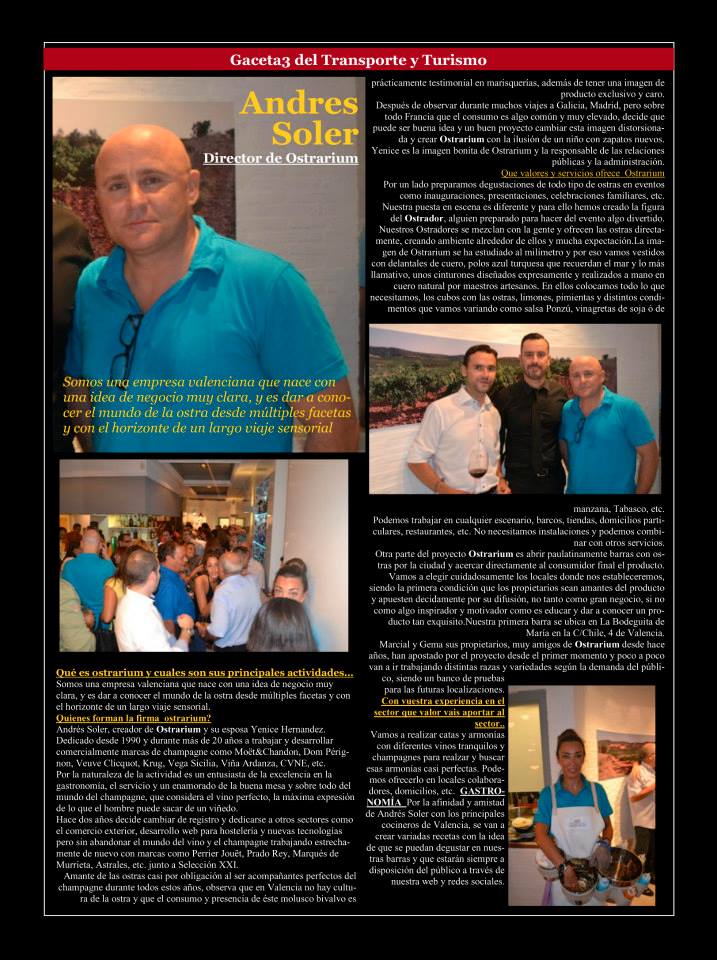 Entrevista a Andrés Soler en la Gaceta3 en la presentación de Ostrarium inaugurando la Bodeguita de María